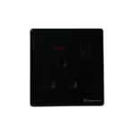 Black Mirror 15A Round Socket with Switch