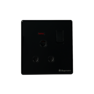 Black Mirror 15A Round Socket with Switch